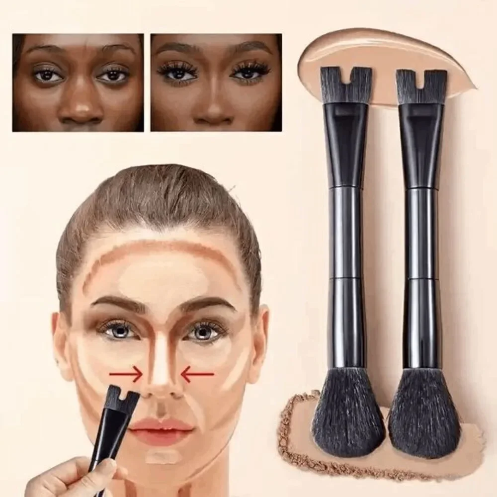Nose Contour U-Shaped and Blending Brush 2-in-1 Precision Contour Brush